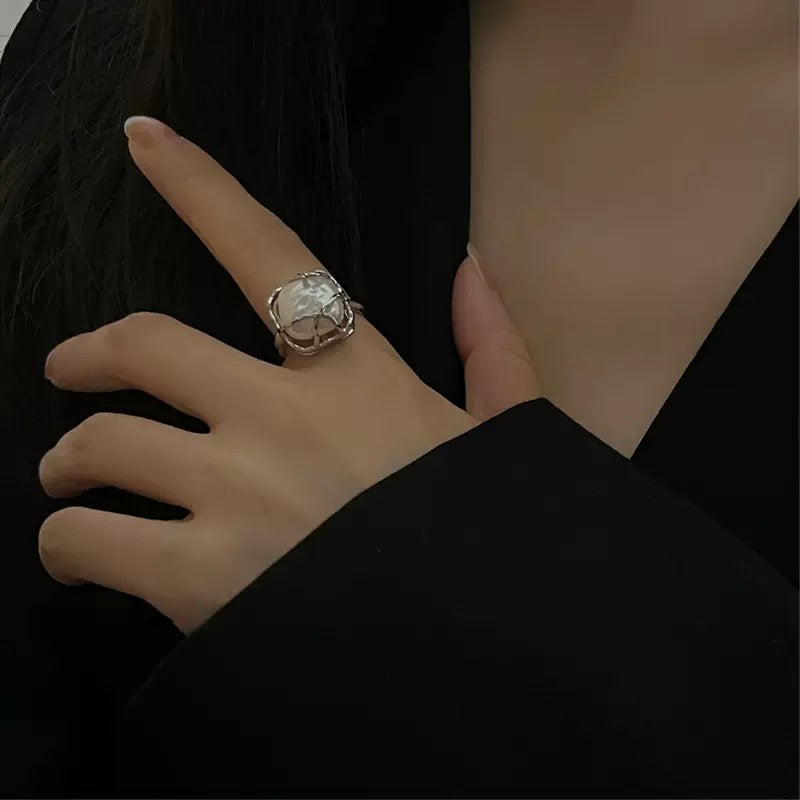Organic Sculptural Baroque Pearl Ring