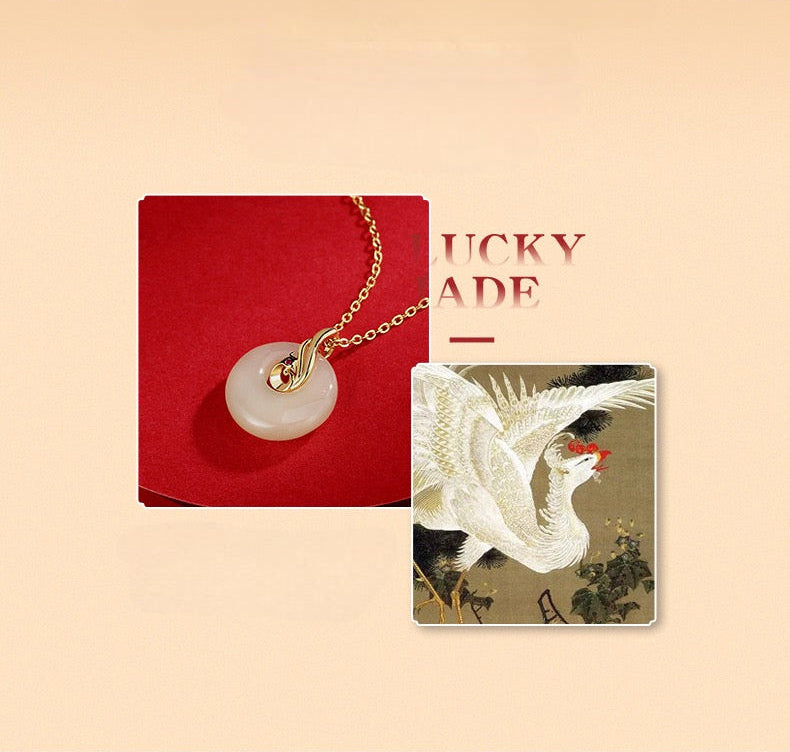 Chinese inspired Hetian jade phoenix pendant necklace symbolising renewal, grace and good fortune