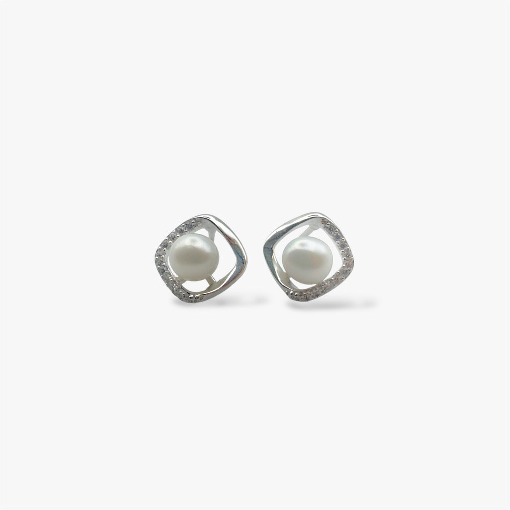 Eterna Crystal Pearl Stud Earrings
