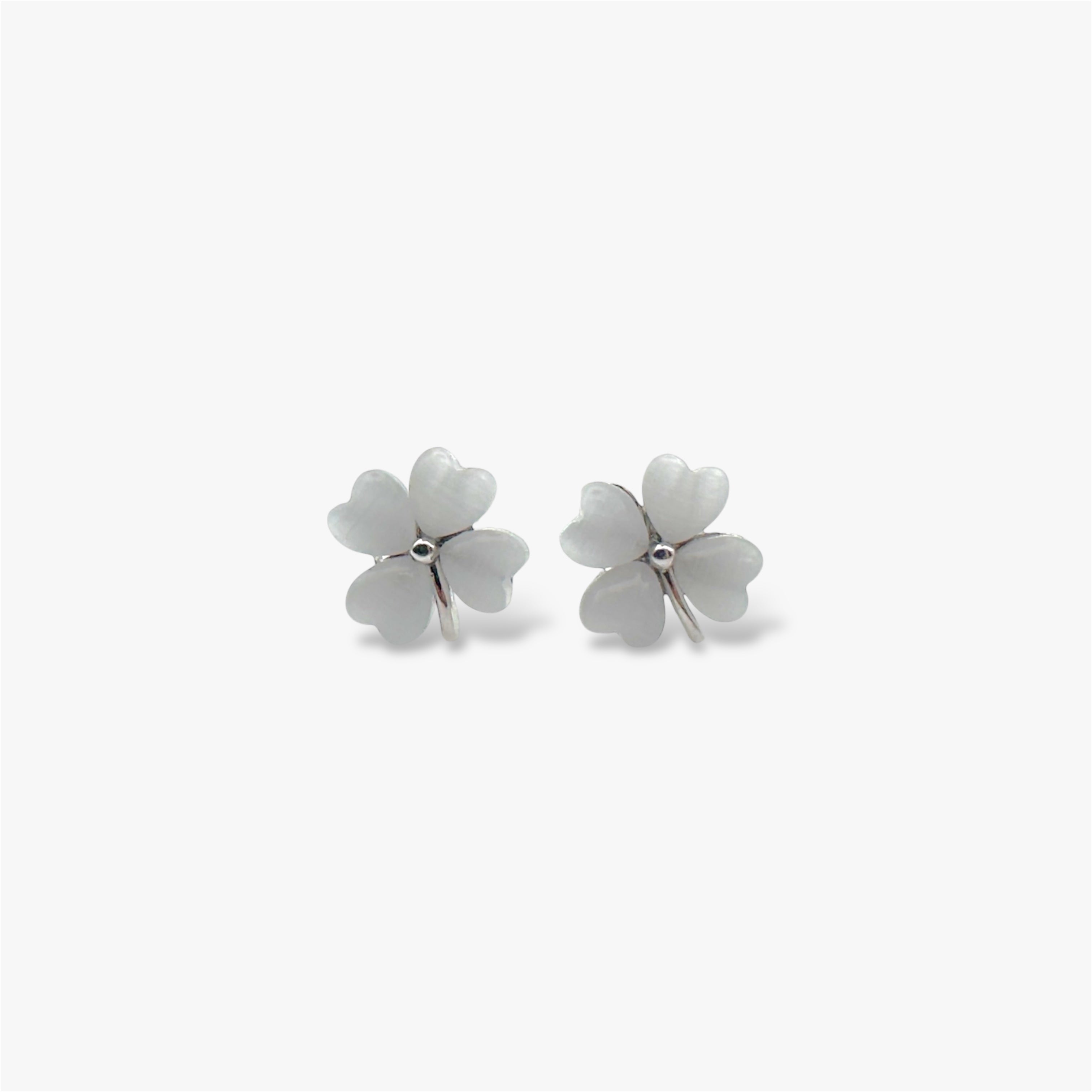 Cats Eye Clover Stud Earrings