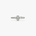 Four leaf clover silver ring with crystals with a small cuban band design.