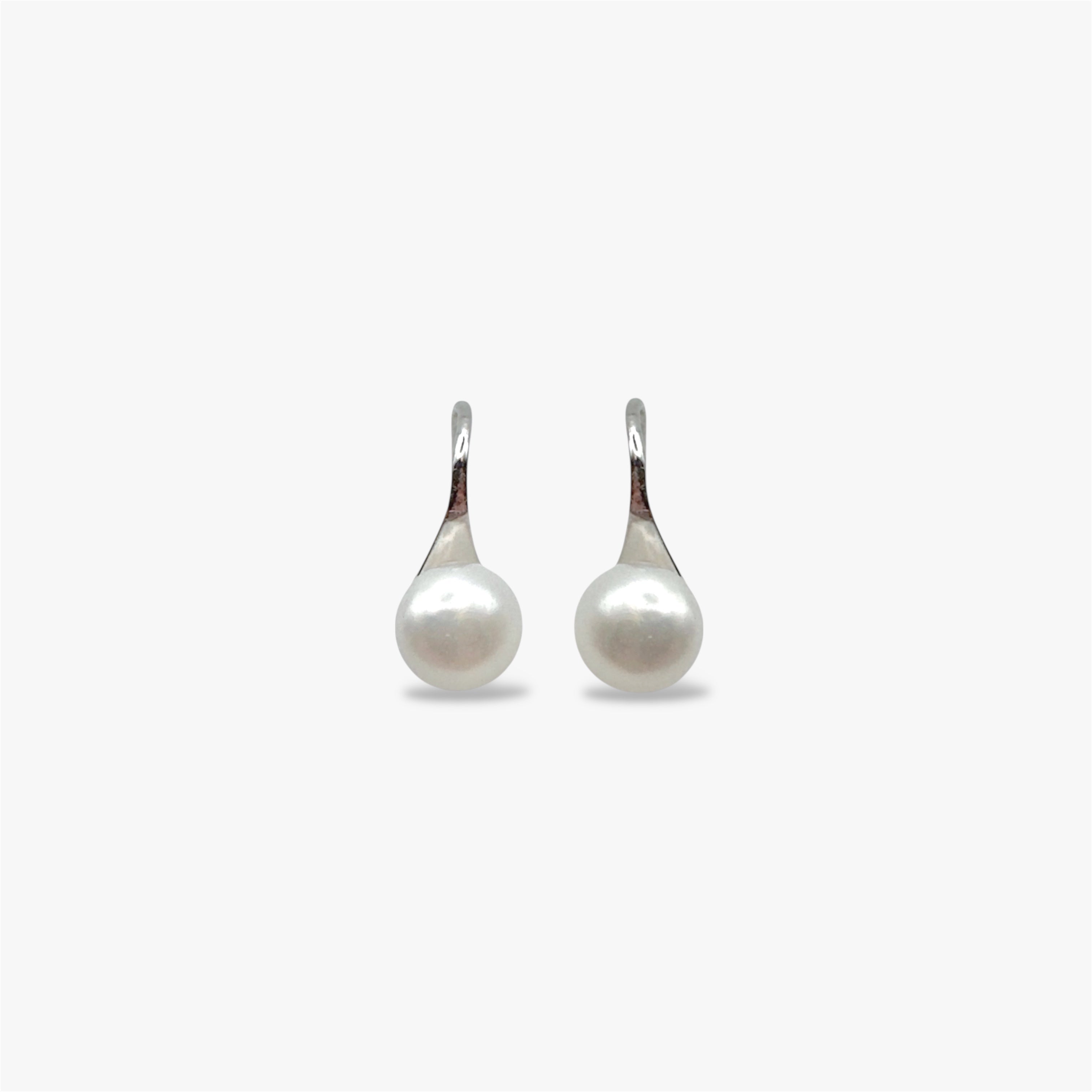 Freshwater pearl drop earrings in rhodium plated sterling silver