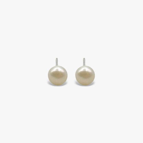 Classic freshwater pearl stud earrings in solid 925 sterling silver