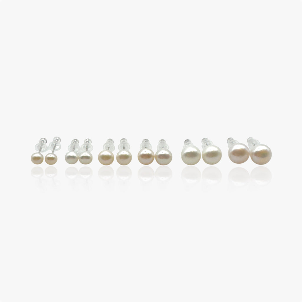 Freshwater pearl stud earrings available in Mini to Statement sizes