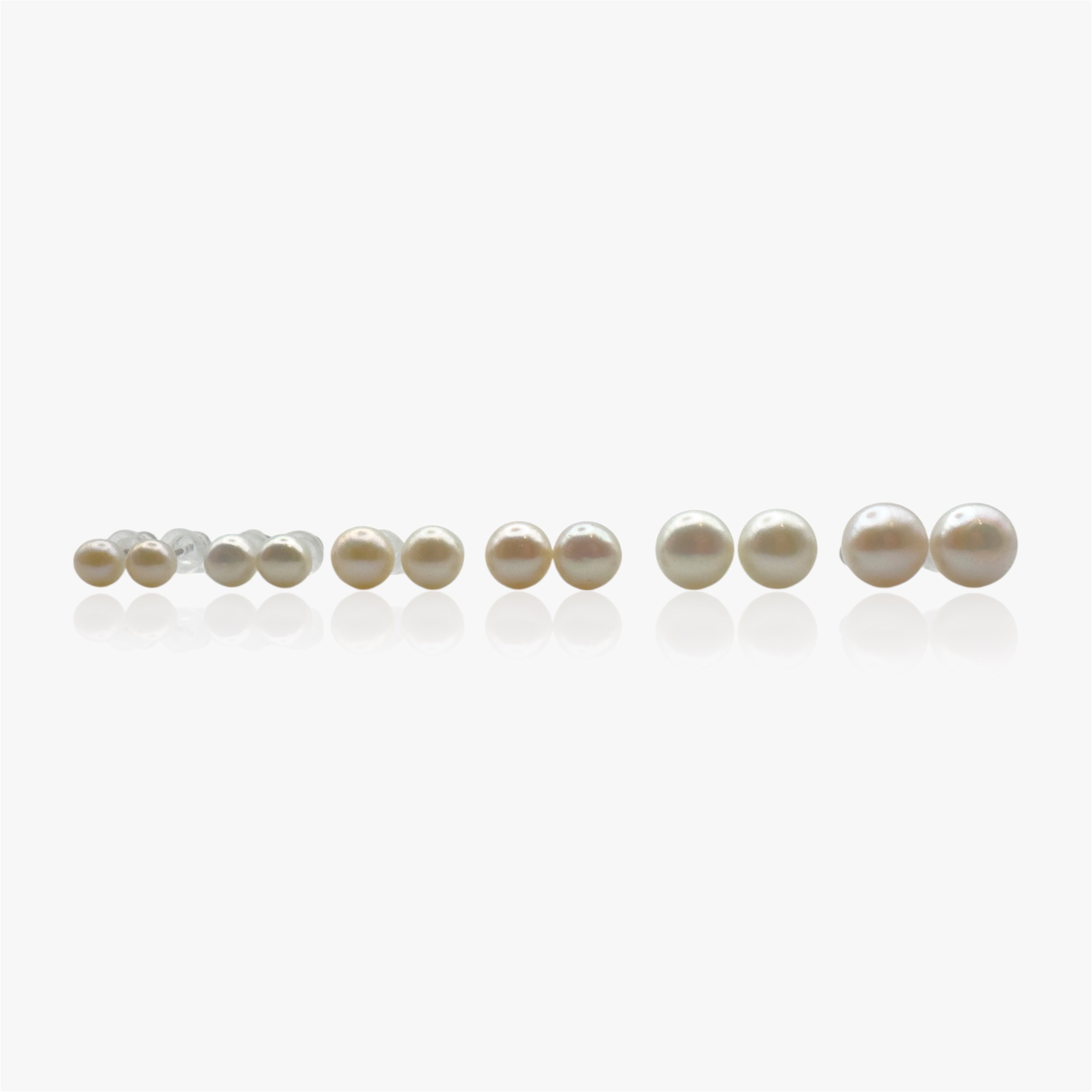 Freshwater pearl stud earrings in rhodium plated sterling silver