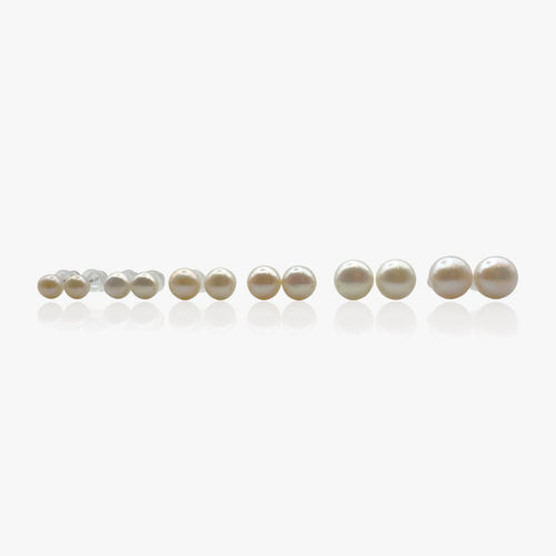 Freshwater pearl stud earrings in rhodium plated sterling silver